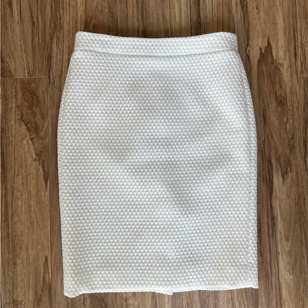 J. Crew Ivory Textured Pencil Skirt